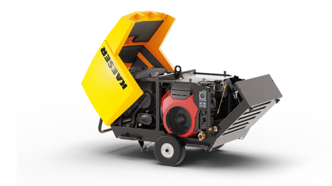 Atverčiamas Mobilair M17, kad būtų lengva prieiti, kai reikia techninės priežiūros.