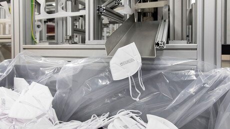 Pagamintas FFP-2 respiratorius.